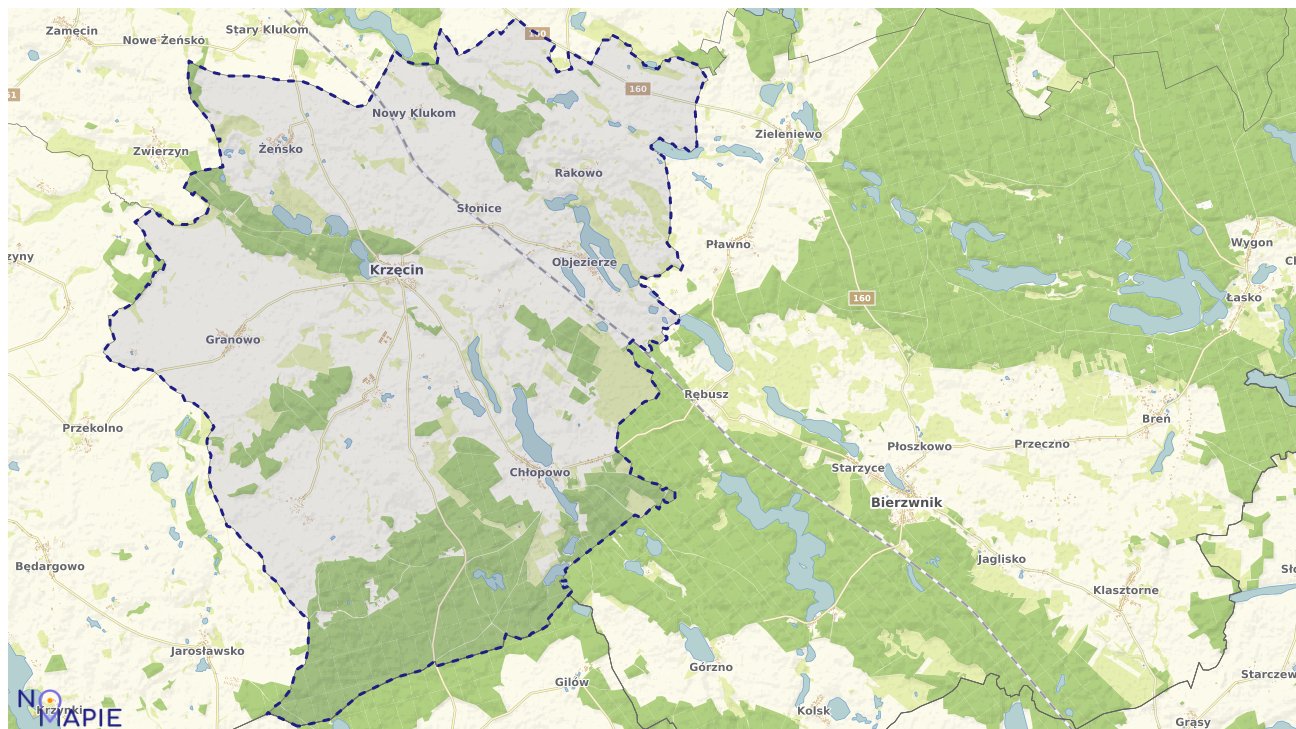 Mapa obszarów ochrony przyrody Krzęcina